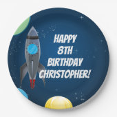 Assiettes En Carton Navire à fusée spatiale (Devant)