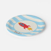 Assiettes En Carton Navire d'espace de roquette rouge; Bleu clair (Angle)