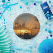 Assiettes En Carton Navires et Sunset Tropical Seascape (Fête)