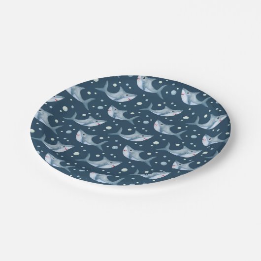 Assiettes En Carton Navires Requins Plaques en papier de natation (Angle)