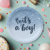 Assiettes En Carton Navy Baby Blue Parties scintillant Ombre C'est un 