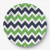 Assiettes En Carton Navy Blue and Green Chevron (Devant)
