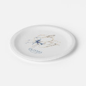 Assiettes En Carton Navy Blue Bow It's a Boy Baby Shower (Angle)