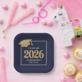 Assiettes En Carton Navy Blue Class Of 2026 (Fête)