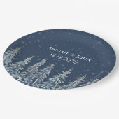 Assiettes En Carton Navy Blue Rustic Winter Forest Wedding (Angle)