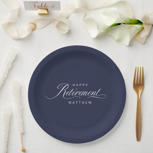 Assiettes En Carton Navy Blue Simple Elegant Retraite Party (Mariage)