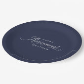 Assiettes En Carton Navy Blue Simple Elegant Retraite Party (Angle)