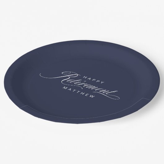Assiettes En Carton Navy Blue Simple Elegant Retraite Party (Angle)