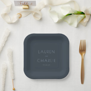 Assiettes En Carton Navy Élégant Minimaliste