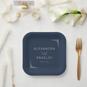 Assiettes En Carton Navy géométrique élégant