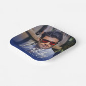 Assiettes En Carton Navy Gradient Personalized Photo Birthday (Angulaire)