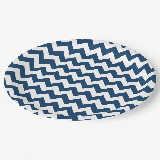 Assiettes En Carton Navy Zigzag, Navy Chevron, Motif géométrique (Angle)