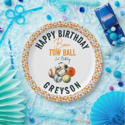 Assiettes En Carton Né 2 Ball Sport Thématique Garçon 2e fête d'annive (Fête)