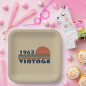 Assiettes En Carton Né en 1963 anniversaire vintage (Fête)