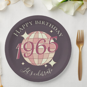 Assiettes En Carton Né en 1965 60e anniversaire déco de fête Papier Pl