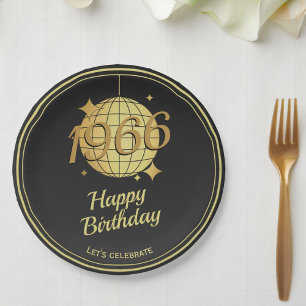 Assiettes En Carton Né en 1966 60e anniversaire fête noir Plaque de pa