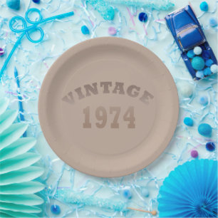 Assiettes En Carton Né en 1974 vintage 50ème anniversaire fête