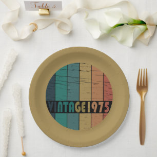 Assiettes En Carton né en 1975 fête d'anniversaire vintage