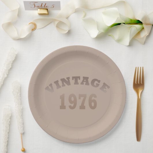 Assiettes En Carton Né en 1976 anniversaire vintage (Mariage)