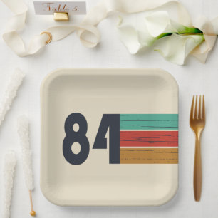 Assiettes En Carton Né en 1984 fête d'anniversaire vintage