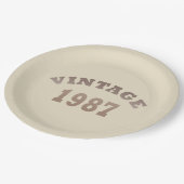 Assiettes En Carton né en 1987 anniversaire vintage (Angle)