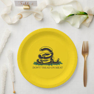 Assiettes En Carton Ne marchez pas sur la viande drôle Gadsden drapeau
