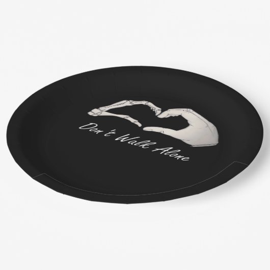 Assiettes En Carton Ne pas marcher - Classique Blanc - Squelette Coeur (Angle)