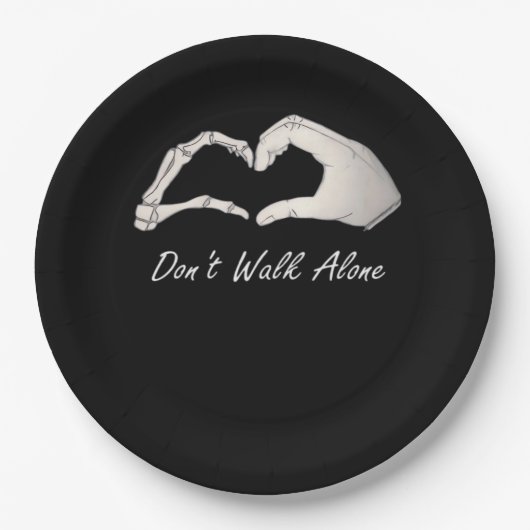 Assiettes En Carton Ne pas marcher - Classique Blanc - Squelette Coeur (Devant)