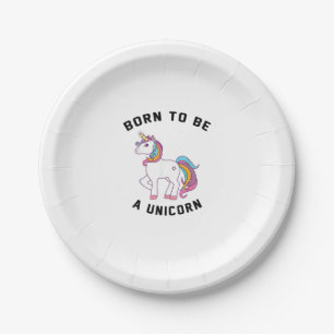 Assiettes En Carton Né pour être une licorne T-shirt_ Vintage jolie