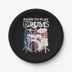 Assiettes En Carton Né Pour Jouer Drumming Rock Music Band Drumme