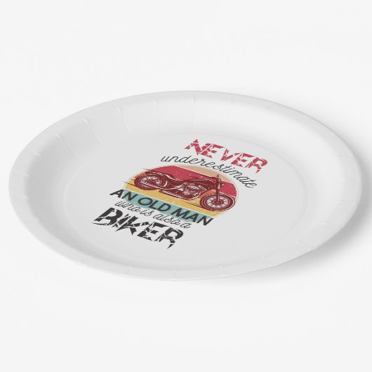 Assiettes En Carton Ne sous-estimez jamais Old Man Biker (Angle)