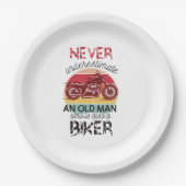 Assiettes En Carton Ne sous-estimez jamais Old Man Biker (Devant)