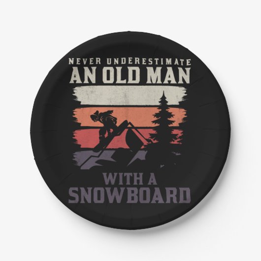 Assiettes En Carton ne sous-estimez jamais un vieil homme avec un snow (Devant)