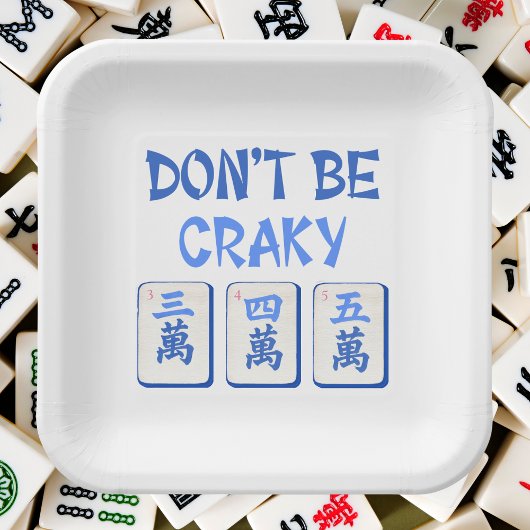 Assiettes En Carton Ne soyez pas crétois Mahjong Blue Crak Carreaux