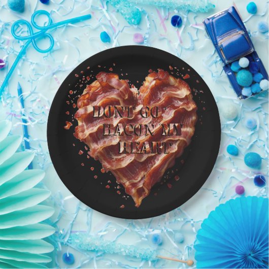 Assiettes En Carton Ne Va Pas Bacon Mon Coeur, Drôle (Fête)
