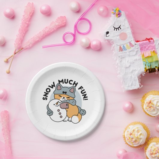 Assiettes En Carton Neige beaucoup amusant Chat hiver vacances Design (Fête)