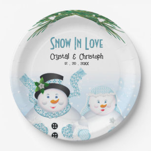 Assiettes En Carton Neige dans l'amour Mariage d'hiver