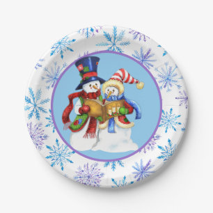 Assiettes En Carton Neige d'hiver
