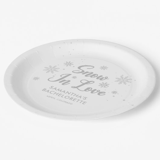 Assiettes En Carton Neige D'Hiver En Amour Bachelorette (Angle)