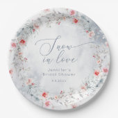 Assiettes En Carton Neige d'hiver en amour élégante douche nuptiale (Devant)