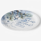 Assiettes En Carton Neige en amour douche de mariée d'hiver monogrammé (Angle)