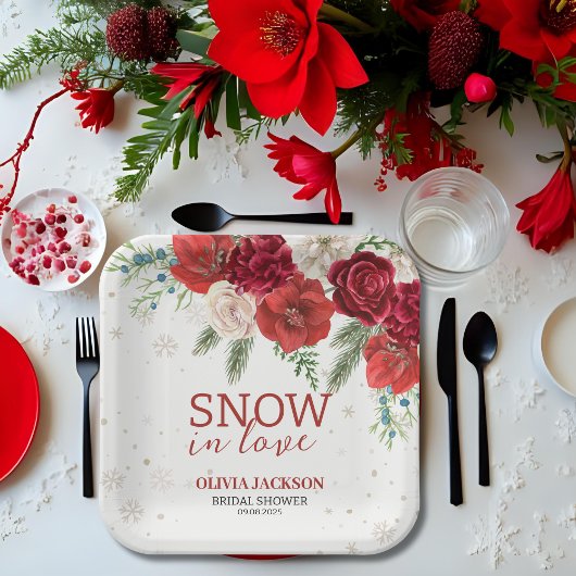 Assiettes En Carton Neige en amour hiver Rustique Flocon de neige Douc