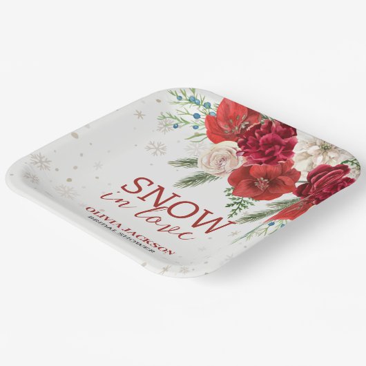 Assiettes En Carton Neige en amour hiver Rustique Flocon de neige Douc (Angulaire)