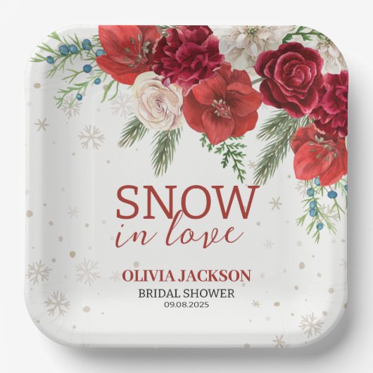 Assiettes En Carton Neige en amour hiver Rustique Flocon de neige Douc (Recto)