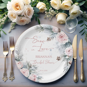 Assiettes En Carton Neige en amour pins enneigés douche de mariée d'hi
