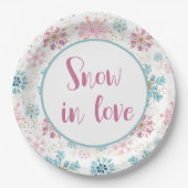 Assiettes En Carton Neige en amour Plaques en papier, Snowflakes (Devant)