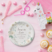 Assiettes En Carton Neige en amour Plaques florales d'hiver blanc (Fête)