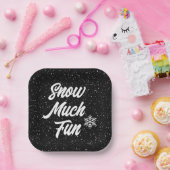 Assiettes En Carton Neige Fun Fun Fun Fun Sur Noir (Fête)