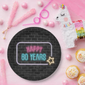 Assiettes En Carton Neon 60th Birthday Marquee On Brick Paper Plate (Fête)