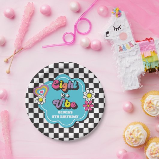 Assiettes En Carton Neon 90s Retro Eight est une Vibe 8e anniversaire (Fête)